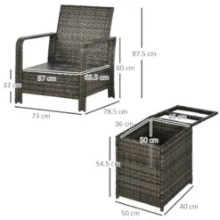 Outsunny 2-Seater PE Rattan Garden Set With Padded Chair Storage Table - Grey - 860-111V71GY 19 Outsunny 2-Seater PE Rattan Garden Set With Padded Chair Storage Table - Grey - 860-111V71GY -OUTSUNNY Sales Shop outsunny 860 111v71gy 2