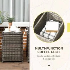 Outsunny 2-Seater PE Rattan Garden Set With Padded Chair Storage Table - Grey - 860-111V71GY 17 Outsunny 2-Seater PE Rattan Garden Set With Padded Chair Storage Table - Grey - 860-111V71GY -OUTSUNNY Sales Shop outsunny 860 111v71gy 4