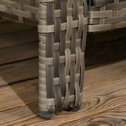 Outsunny 3 Piece PE Rattan Wicker Bistro Set Weave Conservatory Sofa Storage Table With Orange Cushion - Mixed Grey - 860-111V71OG -OUTSUNNY Sales Shop outsunny 860 111v71og 5