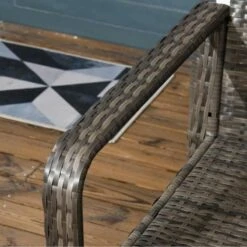 Outsunny 3 Piece PE Rattan Wicker Bistro Set Weave Conservatory Sofa Storage Table With Orange Cushion - Mixed Grey - 860-111V71OG -OUTSUNNY Sales Shop outsunny 860 111v71og 6