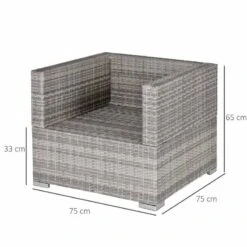 Outsunny Outdoor Single Wicker Garden Sofa Armchair - Grey- 860-141V70 -OUTSUNNY Sales Shop outsunny 860 141v70 dimensions