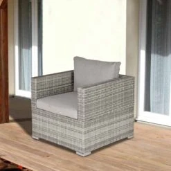 Outsunny Outdoor Single Wicker Garden Sofa Armchair - Grey- 860-141V70 -OUTSUNNY Sales Shop outsunny 860 141v70 lifestyle