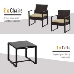 Outsunny 3 Piece PE Rattan Wicker Patio Bistro Set - Beige - 863-013BG -OUTSUNNY Sales Shop outsunny 863 013bg 4
