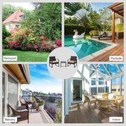 Outsunny 3 Piece PE Rattan Wicker Patio Bistro Set - Beige - 863-013BG -OUTSUNNY Sales Shop outsunny 863 013bg 6