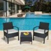 Outsunny 2 Seater Rattan Bistro Set Steel - Black - 863-039BK -OUTSUNNY Sales Shop outsunny 863 039bk 1