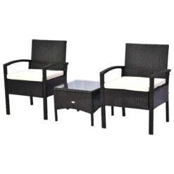 Outsunny 2 Seater Rattan Bistro Set Steel - Brown - 863-039CF -OUTSUNNY Sales Shop outsunny 863 039cf 10