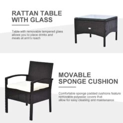 Outsunny 2 Seater Rattan Bistro Set Steel - Brown - 863-039CF -OUTSUNNY Sales Shop outsunny 863 039cf 3