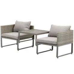 Outsunny 2 Seater Rattan Wicker Adjustable Sofa Coffee Table Set - Grey - 863-057 -OUTSUNNY Sales Shop outsunny 863 057