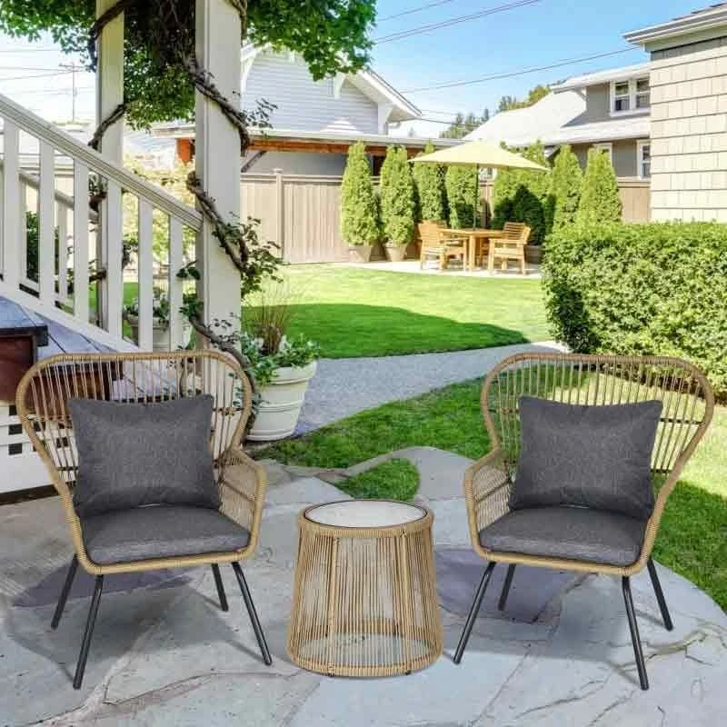 Outsunny 2 Seater Patio Coffee Table Set - Brown - 863-061V70GY 1 Outsunny 2 Seater Patio Coffee Table Set - Brown - 863-061V70GY