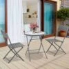 Outsunny 2 Seater Patio Wicker Bistro Set Foldable Table And Chair Set For Outdoor Yard - Grey - 863-069