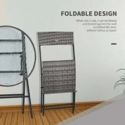 Outsunny 2 Seater Patio Wicker Bistro Set Foldable Table And Chair Set For Outdoor Yard - Grey - 863-069 -OUTSUNNY Sales Shop outsunny 863 069 4