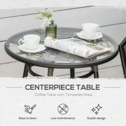 Outsunny 3 Pieces Rattan Bistro Set Conversation Furniture Sets - Grey - 863-104V70 -OUTSUNNY Sales Shop outsunny 863 104v70 5