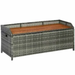 Outsunny Wicker Garden Bench With Storage - Mixed Grey - 865-007GY 12 Outsunny Wicker Garden Bench With Storage - Mixed Grey - 865-007GY -OUTSUNNY Sales Shop outsunny 865 007gy 1