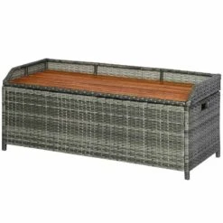Outsunny Wicker Garden Bench With Storage - Mixed Grey - 865-007GY 13 Outsunny Wicker Garden Bench With Storage - Mixed Grey - 865-007GY -OUTSUNNY Sales Shop outsunny 865 007gy 10