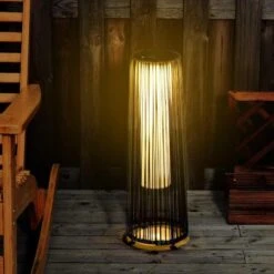 Outsunny Solar Powered Wicker Lantern - Brown - 866-006BN