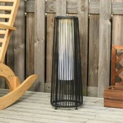 Outsunny Solar Powered Wicker Lantern - Black - 866-066BK -OUTSUNNY Sales Shop outsunny 866 066bk