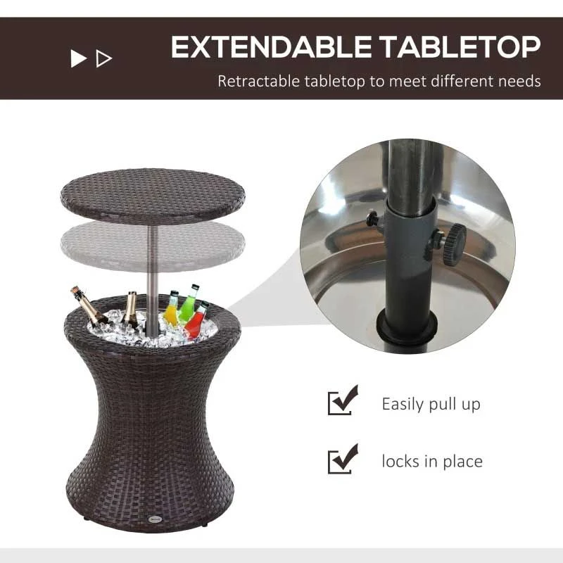 Outsunny Rattan Ice Bucket Table - Brown - 867-016BN 10 Outsunny Rattan Ice Bucket Table - Brown - 867-016BN - Image 10
