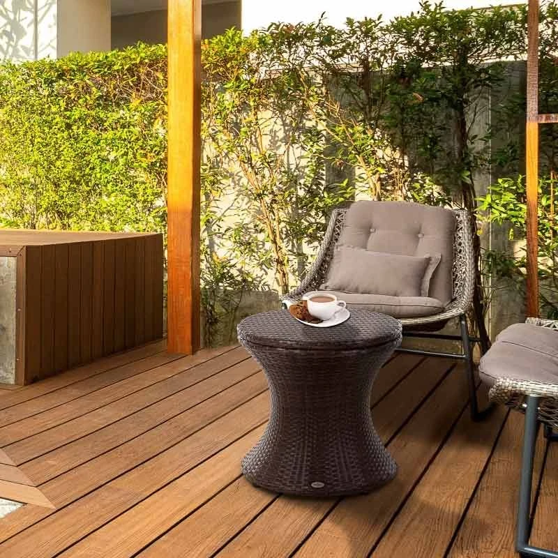 Outsunny Rattan Ice Bucket Table - Brown - 867-016BN 2 Outsunny Rattan Ice Bucket Table - Brown - 867-016BN - Image 2