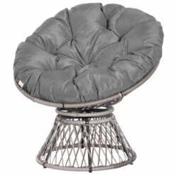 Outsunny 360° Swivel Papasan Moon Bowl Chair - Grey - 867-021V70GY -OUTSUNNY Sales Shop outsunny 867 021v70gy 2 1