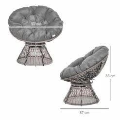 Outsunny 360° Swivel Papasan Moon Bowl Chair - Grey - 867-021V70GY -OUTSUNNY Sales Shop outsunny 867 021v70gy dimensions