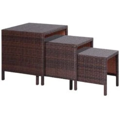 Outsunny 3 Pcs Rattan Nest Of Tables - Brown - 867-030 12 Outsunny 3 Pcs Rattan Nest Of Tables - Brown - 867-030 -OUTSUNNY Sales Shop outsunny 867 030 1