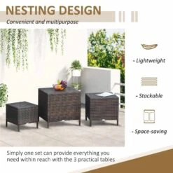 Outsunny 3 Pcs Rattan Nest Of Tables - Brown - 867-030 19 Outsunny 3 Pcs Rattan Nest Of Tables - Brown - 867-030 -OUTSUNNY Sales Shop outsunny 867 030 5