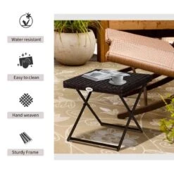 Outsunny Square Rattan Folding Table - 400mm - Brown - 867-034 -OUTSUNNY Sales Shop outsunny 867 034 6