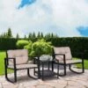 Outsunny 2 Seater Rattan Rocking Bistro Set With Cushion -Black / Beige - 867-036 -OUTSUNNY Sales Shop outsunny 867 036 9