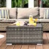 Outsunny Square Rattan Coffee Table With Glass Table Top - 650mm - Dark Grey - 867-069CG -OUTSUNNY Sales Shop outsunny 867 069cg
