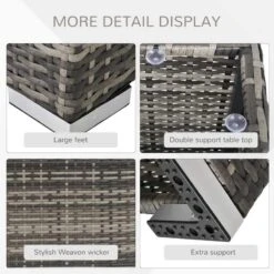 Outsunny Square Rattan Coffee Table With Glass Table Top - 650mm - Dark Grey - 867-069CG -OUTSUNNY Sales Shop outsunny 867 069cg extra features