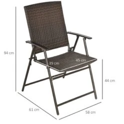 Outsunny 2 Piece Steel Rattan Bistro Set With Armrest - Brown - 867-070 -OUTSUNNY Sales Shop outsunny 867 070 2