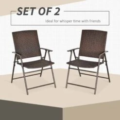 Outsunny 2 Piece Steel Rattan Bistro Set With Armrest - Brown - 867-070 -OUTSUNNY Sales Shop outsunny 867 070 3