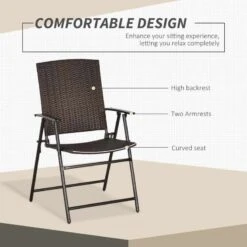 Outsunny 2 Piece Steel Rattan Bistro Set With Armrest - Brown - 867-070 -OUTSUNNY Sales Shop outsunny 867 070 4