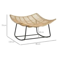 Outsunny Rattan Garden Rocking Chair With Cushion - Wood Finish - 867-145V70ND -OUTSUNNY Sales Shop outsunny 867 145v70nd 2
