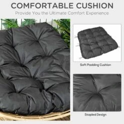 Outsunny Rattan Garden Rocking Chair With Cushion - Wood Finish - 867-145V70ND -OUTSUNNY Sales Shop outsunny 867 145v70nd 4