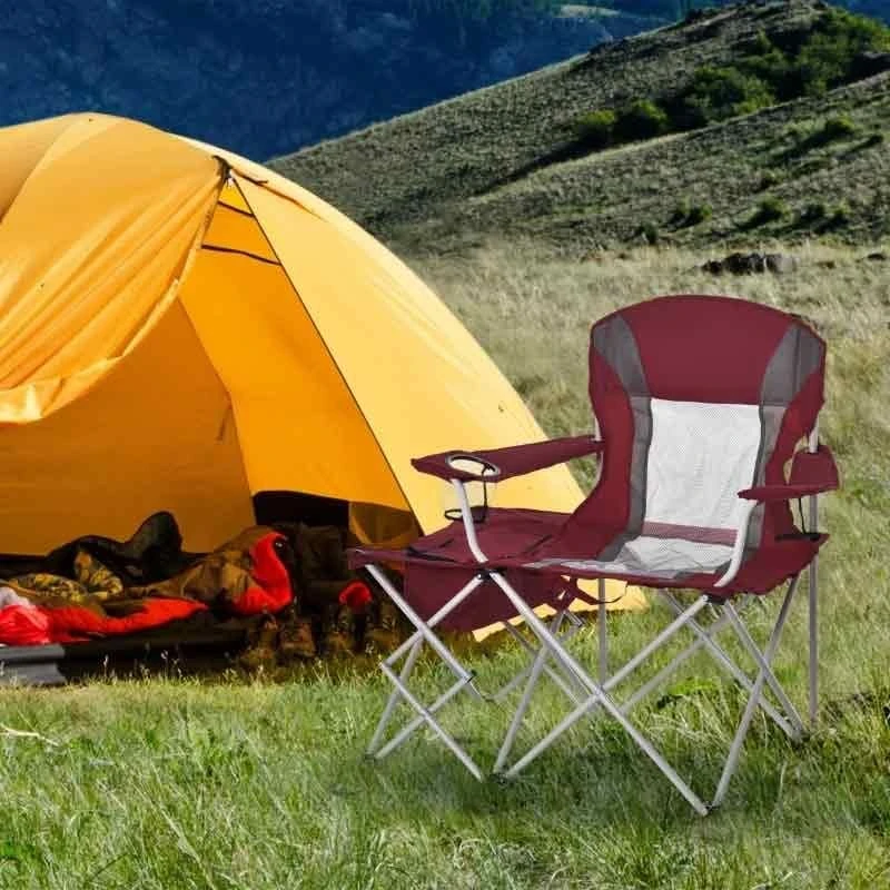 Outsunny Folding Camping Chair - Wine Red - A20-179WR 1 Outsunny Folding Camping Chair - Wine Red - A20-179WR