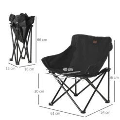 Outsunny Camping Chair With Carrying Bag & Storage Pocket - Black - A20-292V00BK -OUTSUNNY Sales Shop outsunny a20 292v00bk 3