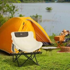 Outsunny Camping Chair With Carrying Bag & Storage Pocket - White - A20-292V00WT -OUTSUNNY Sales Shop outsunny a20 292v00wt 2