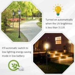 Outsunny Solar LED Garden Lights With Auto - Black - B30-005 16 Outsunny Solar LED Garden Lights With Auto - Black - B30-005 -OUTSUNNY Sales Shop outsunny b30 005 2