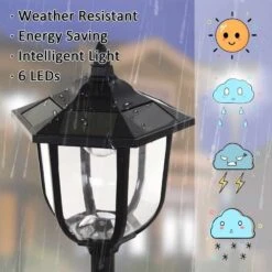 Outsunny Garden Solar ABS LED Lamp - Black - B30-006 -OUTSUNNY Sales Shop outsunny b30 006 3