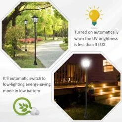 Outsunny Garden Solar ABS LED Lamp - Black - B30-006 -OUTSUNNY Sales Shop outsunny b30 006 4