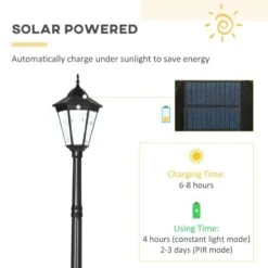 Outsunny Solar Garden Lamp PIR Motion Sensor - Black - B30-029V00BK -OUTSUNNY Sales Shop outsunny b30 029v00bk 7