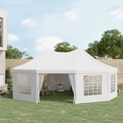 Outsunny Decagonal Garden Party Tent 8900x6500mm - White - 01-0006-002 -OUTSUNNY Sales Shop outsunny 01 0006 002