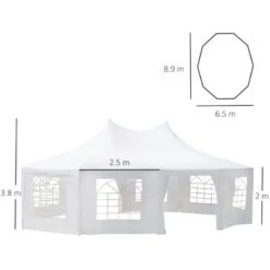 Outsunny Decagonal Garden Party Tent 8900x6500mm - White - 01-0006-002 -OUTSUNNY Sales Shop outsunny 01 0006 002 2