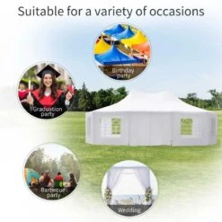 Outsunny Decagonal Garden Party Tent 8900x6500mm - White - 01-0006-002 -OUTSUNNY Sales Shop outsunny 01 0006 002 3