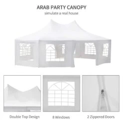Outsunny Decagonal Garden Party Tent 8900x6500mm - White - 01-0006-002 -OUTSUNNY Sales Shop outsunny 01 0006 002 6