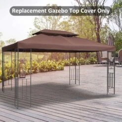 Outsunny 2 Tier Gazebo Replacement Canopy 4000x3000mm - Brown - 01-0082