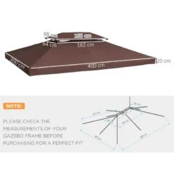 Outsunny 2 Tier Gazebo Replacement Canopy 4000x3000mm - Brown - 01-0082 -OUTSUNNY Sales Shop outsunny 01 0082 2