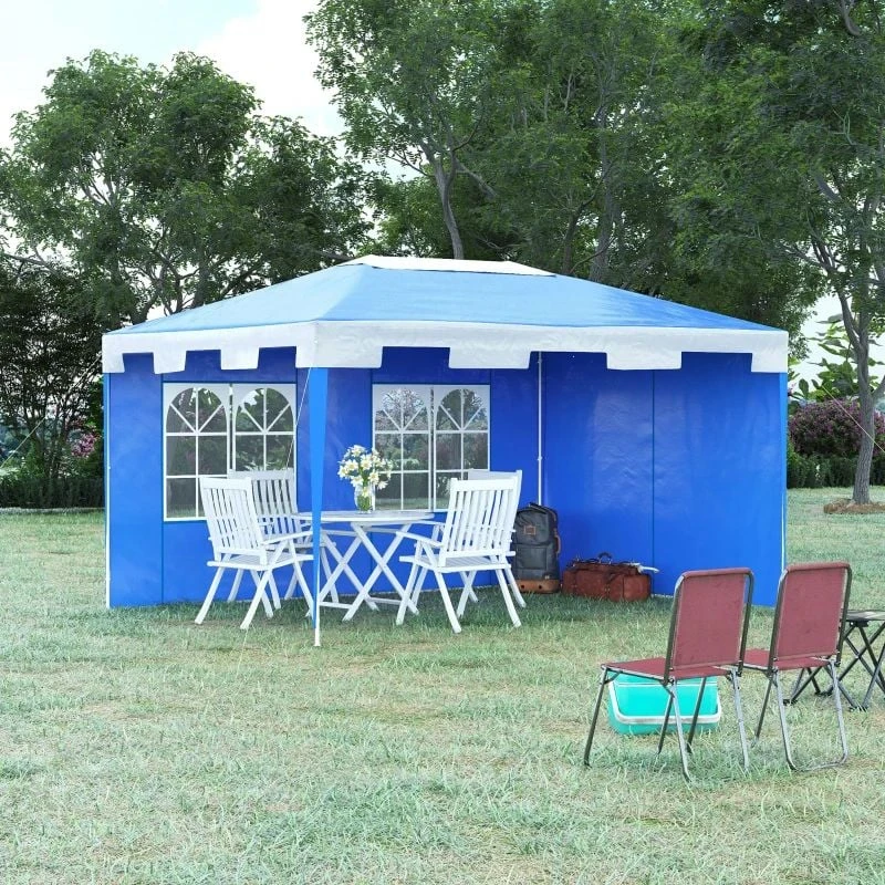 Outsunny Garden Gazebo Marquee With 2 Sidewalls 3000x4000mm - Blue - 01-0194 1 Outsunny Garden Gazebo Marquee With 2 Sidewalls 3000x4000mm - Blue - 01-0194