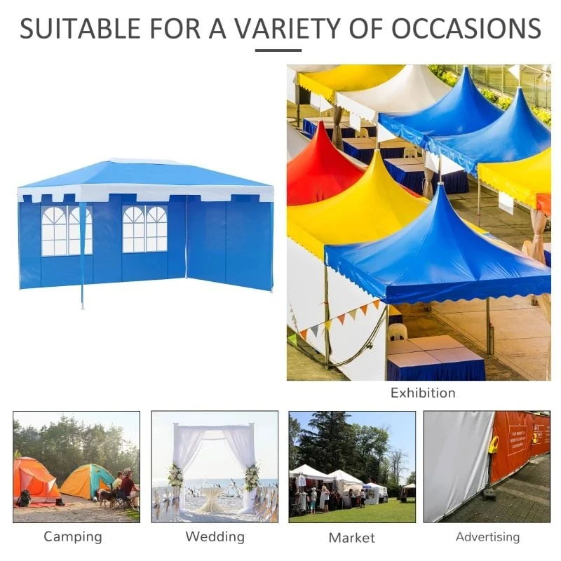 Outsunny Garden Gazebo Marquee With 2 Sidewalls 3000x4000mm - Blue - 01-0194 5 Outsunny Garden Gazebo Marquee With 2 Sidewalls 3000x4000mm - Blue - 01-0194 - Image 5